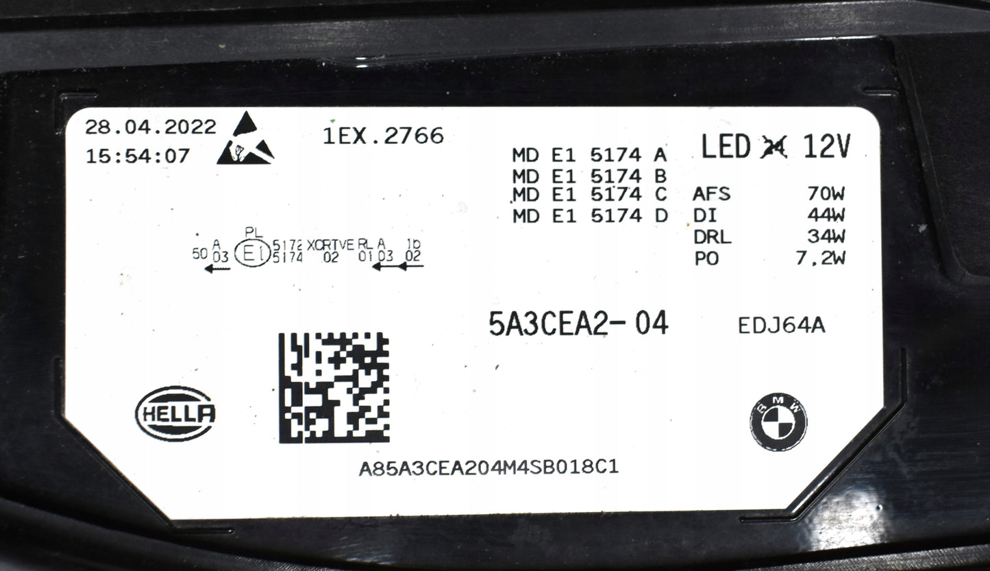 BMW IX I20 HEADLIGHT RIGHT FRONT LASER ORG EU 5A3CEA2-04