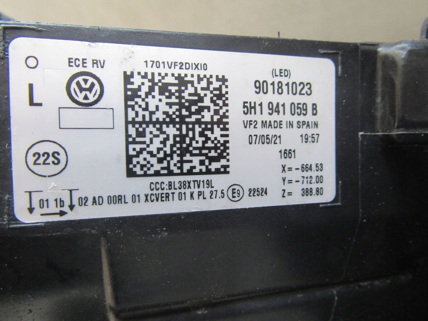 VOLKSWAGEN GOLF 8 GTE LEFT LH FULL LED HEADLIGHT 5H1941059B 19-