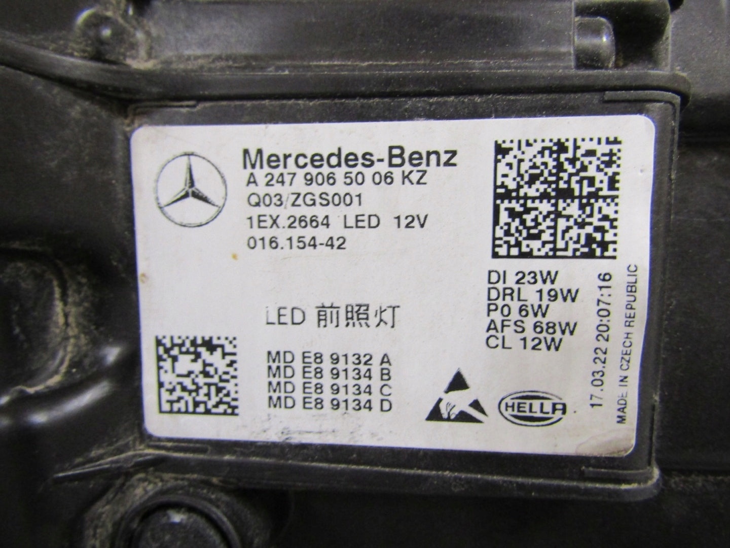 Mercedes GLA W247 MULTIBEAM Headlight 20-23 RH RIGHT A2479065006