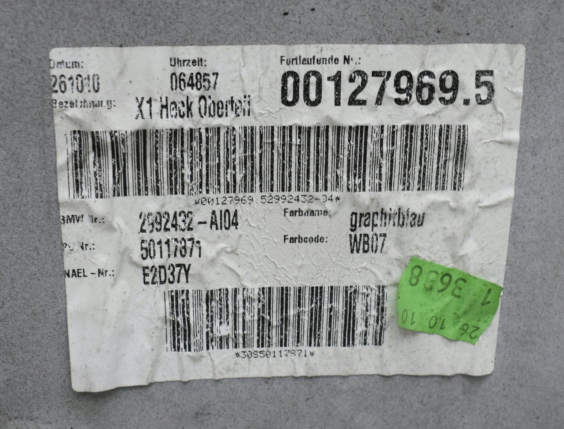 BMW X1 E84 REAR BUMPER ORG + BOTTOM