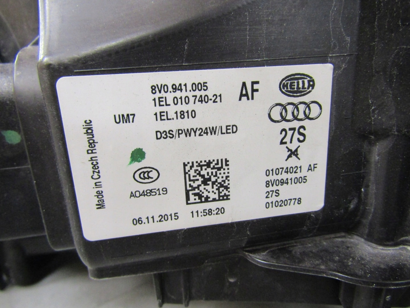 AUDI A3 8V 8V0 HEADLIGHT XENON NON-SWIVELING 12-16 LH LEFT 8V0941005