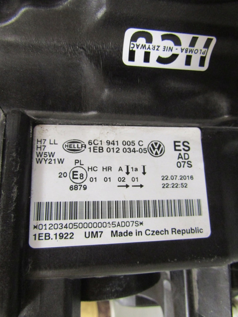 HEADLIGHT VOLKSWAGEN POLO V 6C GTI LIFT STANDARD 14-17 LH LEFT 6C1941005C