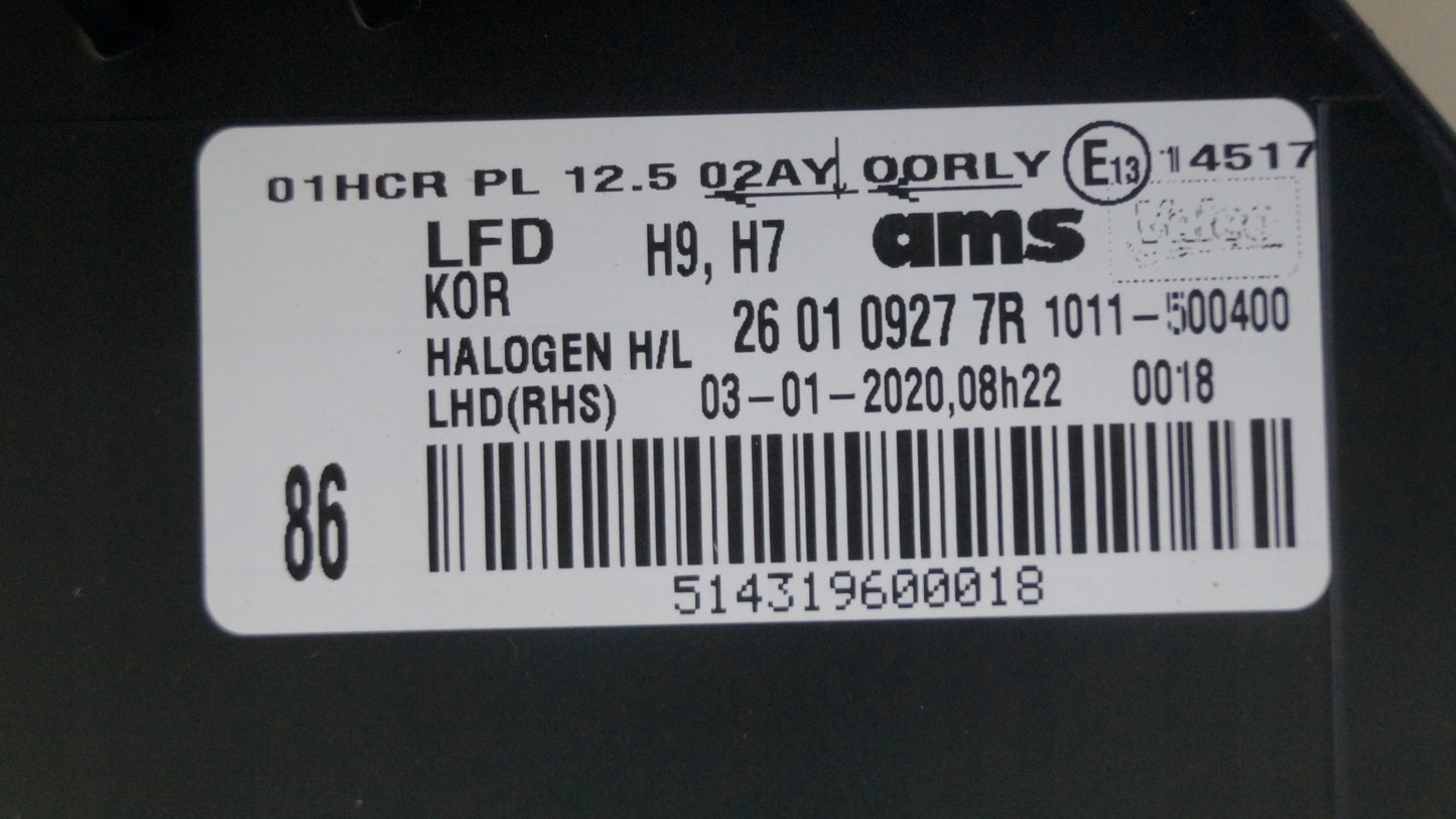 RENAULT TALISMAN NEW HEADLIGHT FRONT RIGHT PASSENGER SIDE ORIGINAL