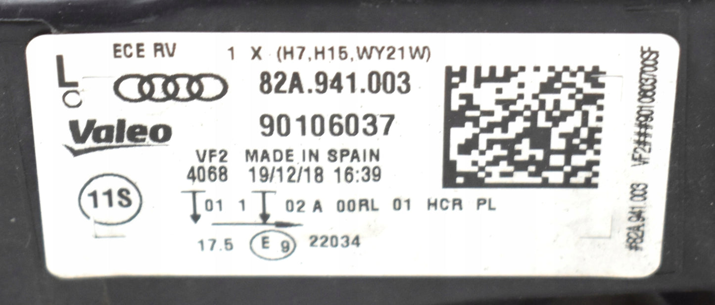 AUDI A1 II 82A LEFT FRONT HEADLIGHT ORG EU 82A941003